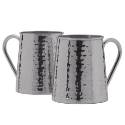Drew and Jonathan Stainless Hammered Set of 2 Beer Mugs- Coffee Mugs