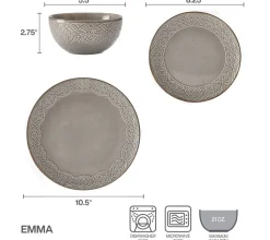 Pfaltzgraff® Emma 12 Piece Dinnerware Set, Service for 4- Dinnerware Service For 4