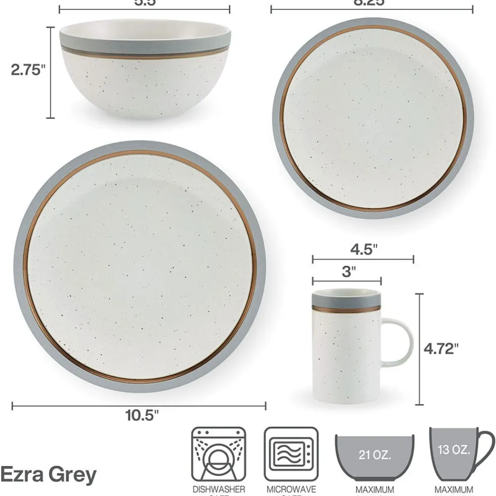 Pfaltzgraff® Ezra Grey 16 Piece Dinnerware Set, Service for 4- Dinnerware Service For 4