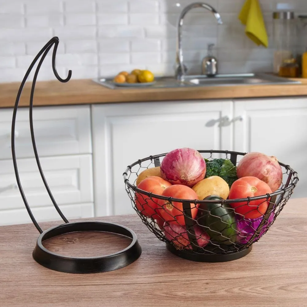 Gourmet Basics® Farmers Market Fruit Basket with Banana Hanger- Fruit And Storage Baskets