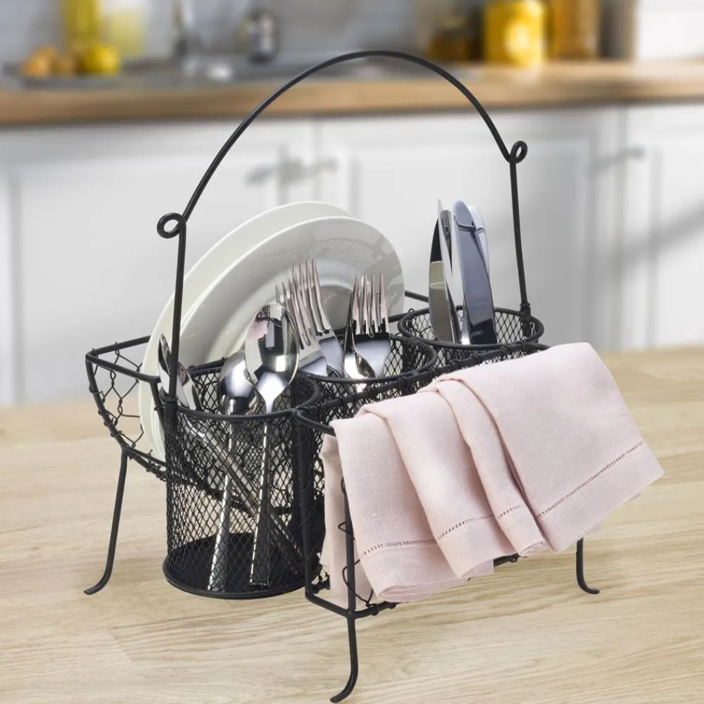 Gourmet Basics® Farmers Market Hostess Buffet Storage Caddy- Flatware Caddies|Fruit And Storage Baskets