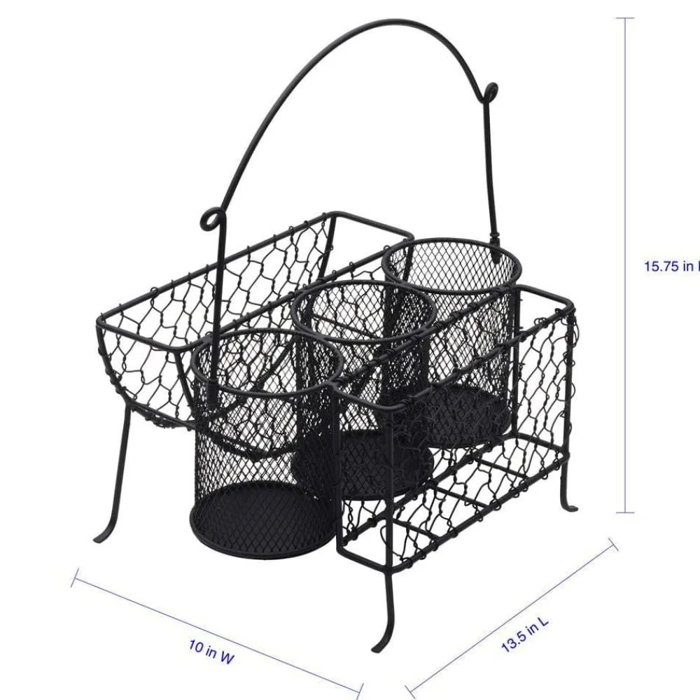 Gourmet Basics® Farmers Market Hostess Buffet Storage Caddy- Flatware Caddies|Fruit And Storage Baskets