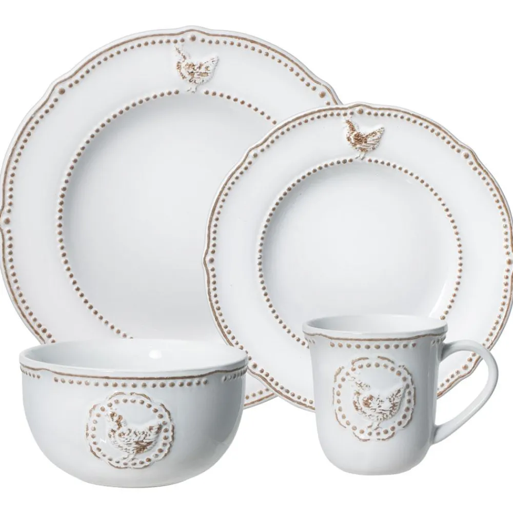 Pfaltzgraff® Farmhouse Hen Dinnerware Set- Dinnerware Service For 8|Dinnerware Service For 4