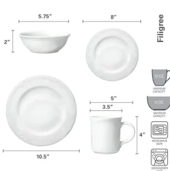 Pfaltzgraff® Filigree® Dinnerware Set- Dinnerware Service For 8|Dinnerware Service For 4