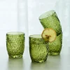 Fitz and Floyd Villa Palm Set of 4 Double Old Fashioned Glasses- Drinking Glasses