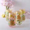 Fitz and Floyd Vintage Vibe Highball Drinking Glasses Set of 4- Drinking Glasses