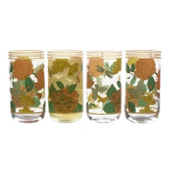 Fitz and Floyd Vintage Vibe Highball Drinking Glasses Set of 4- Drinking Glasses