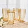 Fitz and Floyd Wildflower Highball Glasses Set of 4, Gold- Drinking Glasses