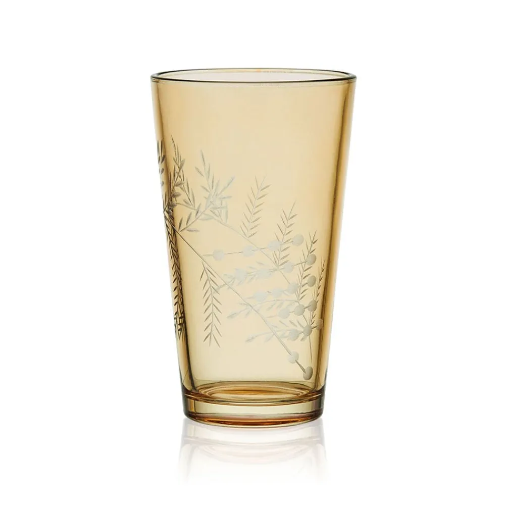 Fitz and Floyd Wildflower Highball Glasses Set of 4, Gold- Drinking Glasses