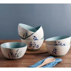 Pfaltzgraff® Floral Blue Set of 6 Soup Cereal Bowls, Assorted- Soup Cereal Bowls