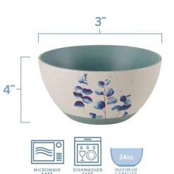 Pfaltzgraff® Floral Blue Set of 6 Soup Cereal Bowls, Assorted- Soup Cereal Bowls