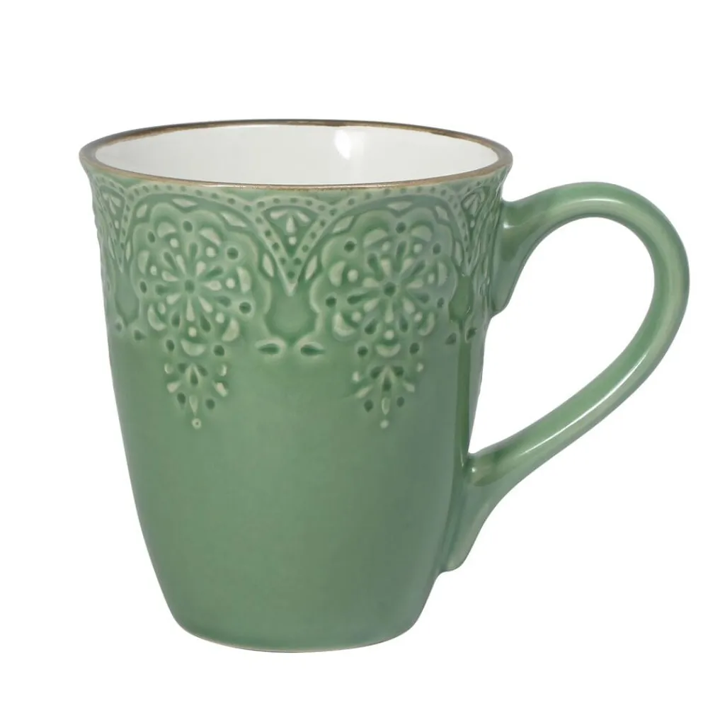 Pfaltzgraff® French Lace Set of 4 Green Mugs- Coffee Mugs