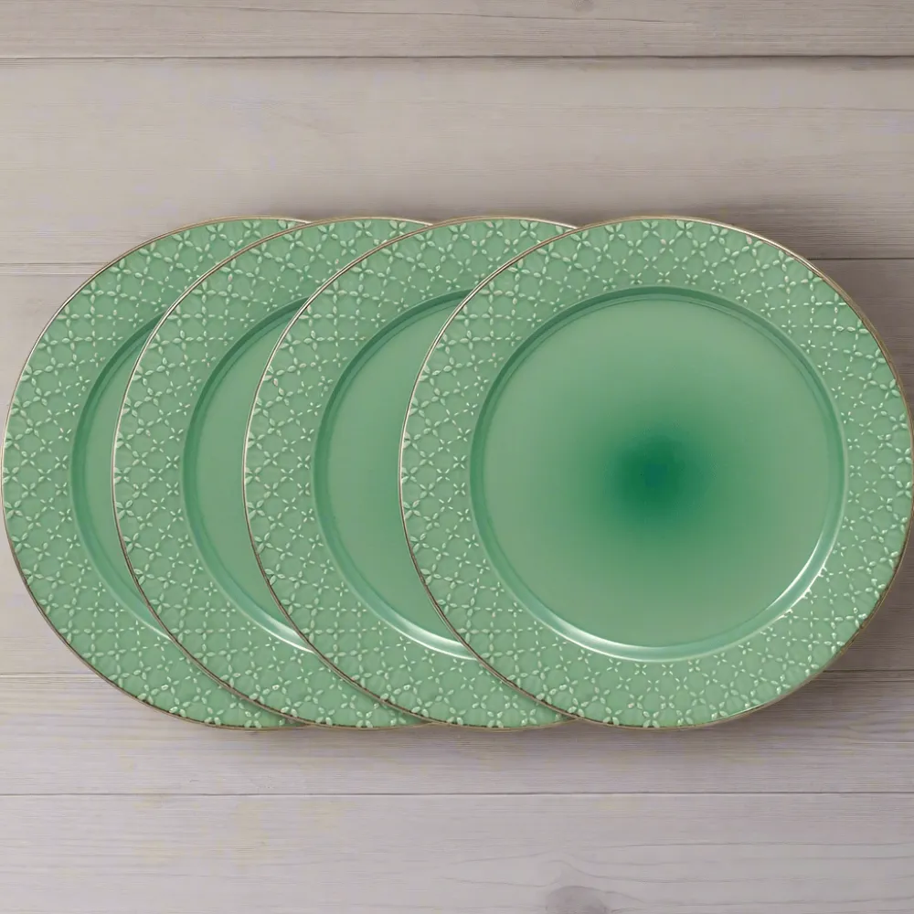 Pfaltzgraff® French Lace Set of 4 Green Dinner Plates- Dinner Plates
