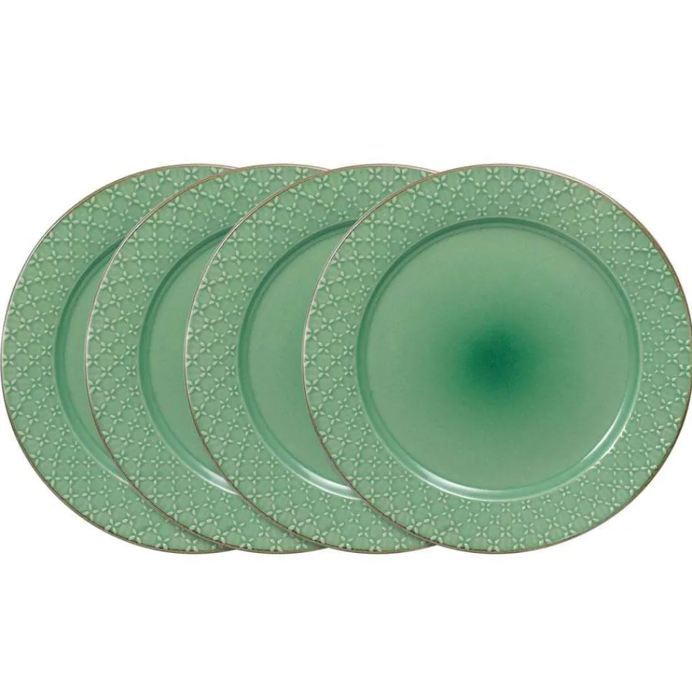 Pfaltzgraff® French Lace Set of 4 Green Dinner Plates- Dinner Plates