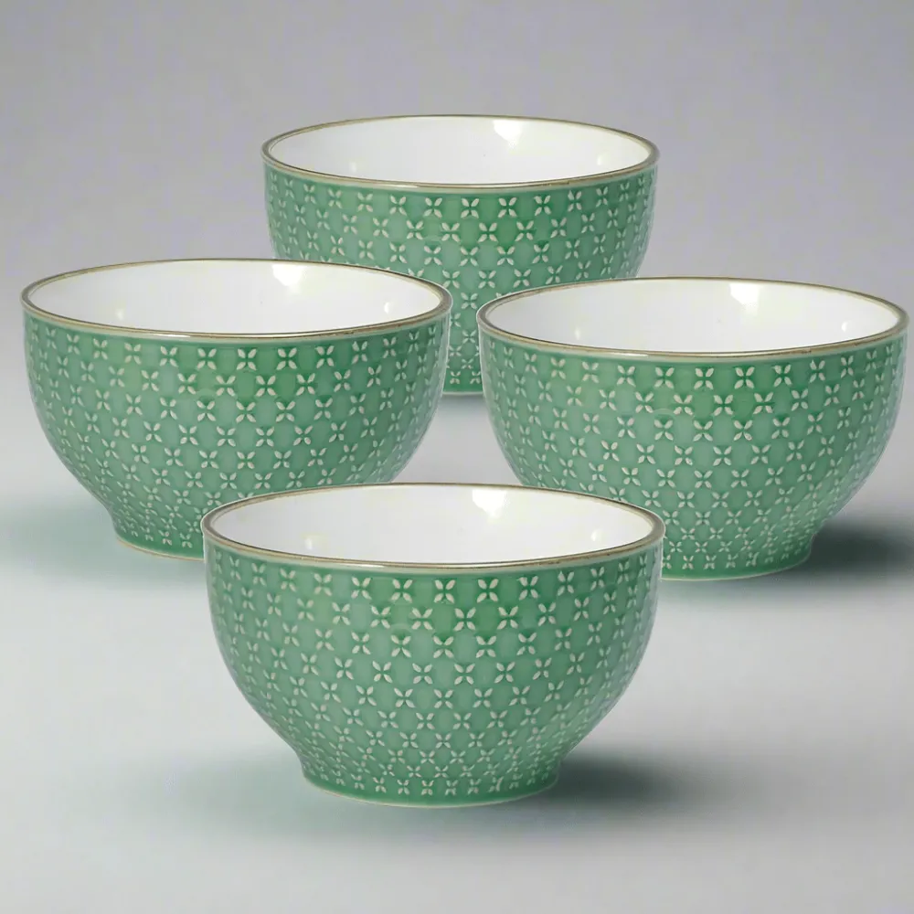 Pfaltzgraff® French Lace Set of 4 Green Soup Cereal Bowls- Soup Cereal Bowls