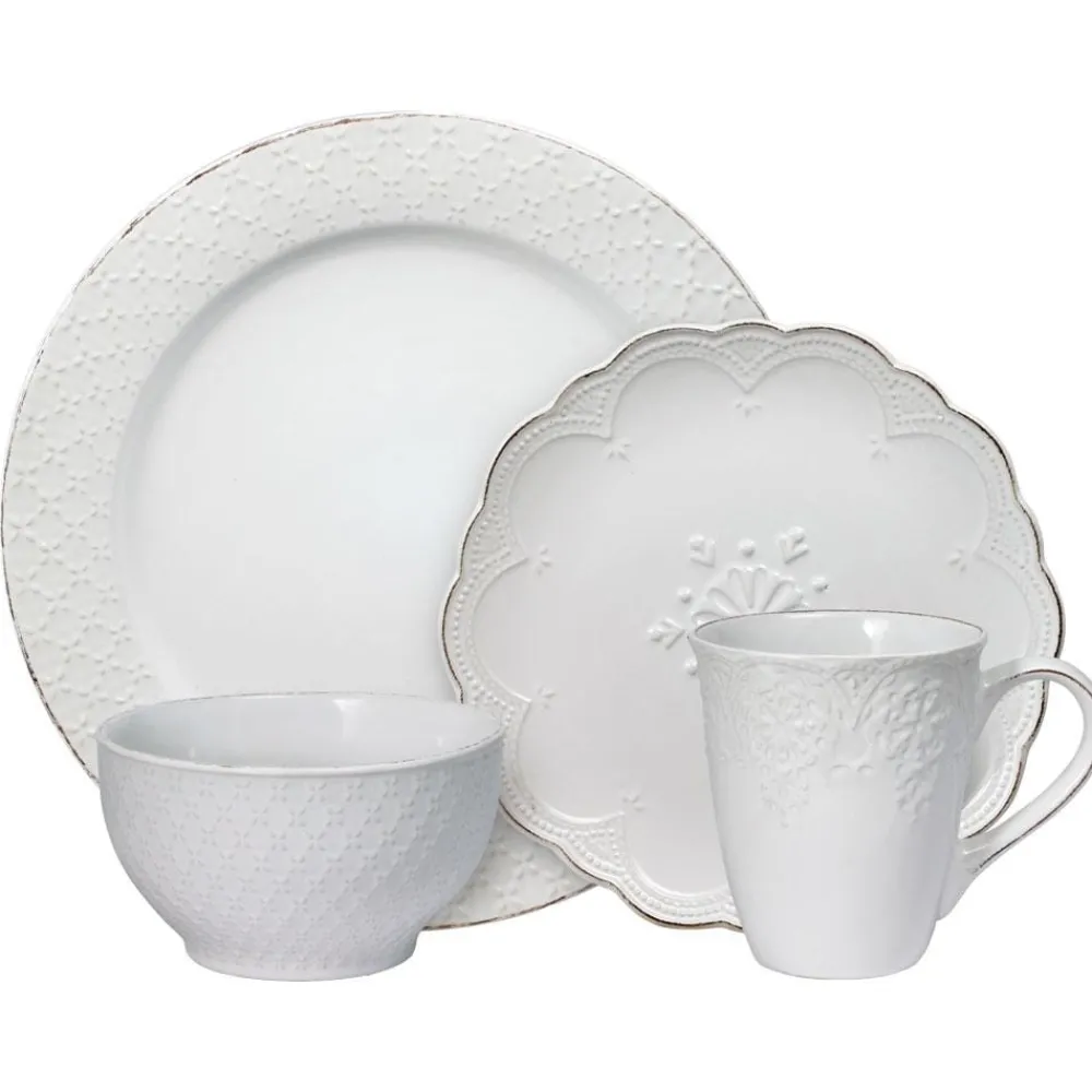 Pfaltzgraff® French Lace White Dinnerware Set- Dinnerware Service For 8|Dinnerware Service For 4