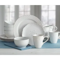 Pfaltzgraff® French Lace White Dinnerware Set- Dinnerware Service For 8|Dinnerware Service For 4