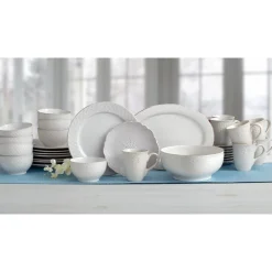 Pfaltzgraff® French Lace White Service for 8 with Serveware- Dinnerware Service For 8