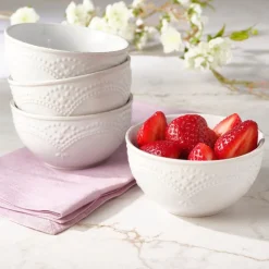 Pfaltzgraff® French Lace White Set of 4 Fruit Bowls- Fruit Bowls