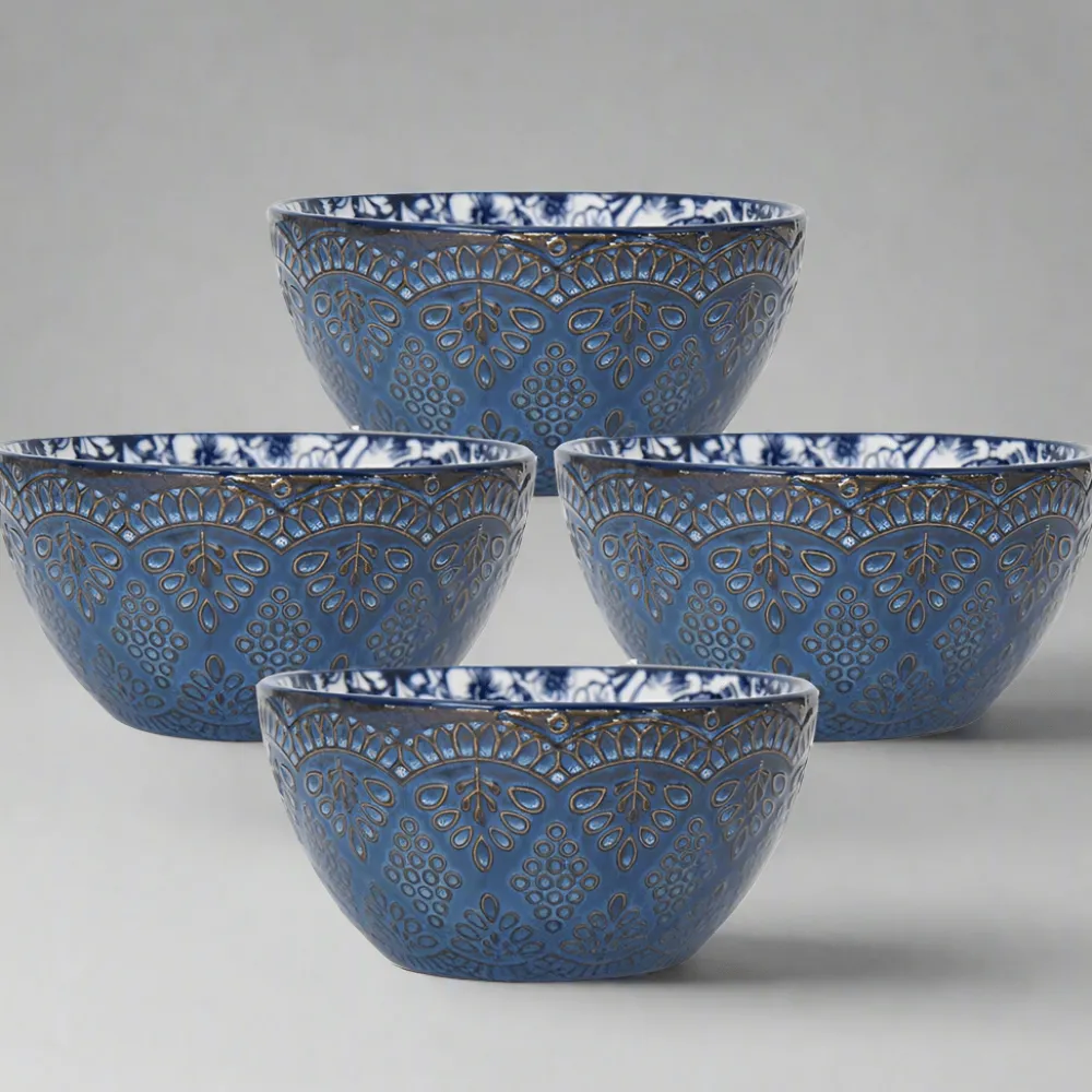 Pfaltzgraff® Gabriela Blue Set of 4 Soup Cereal Bowls- Soup Cereal Bowls