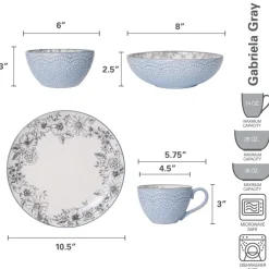 Pfaltzgraff® Gabriela Gray 16 Piece Dinnerware Set, Service for 4- Dinnerware Service For 4