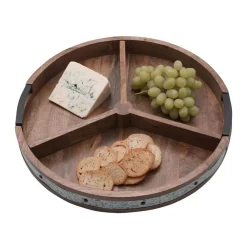 Gourmet Basics® Galvanized Band Lazy Susan Platter with Removable Dividers, 16 Inch- Lazy Susans