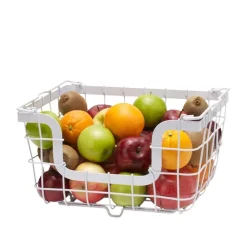 Gourmet Basics® General Store White Stacking And Nesting Wire Organization Basket- Fruit And Storage Baskets