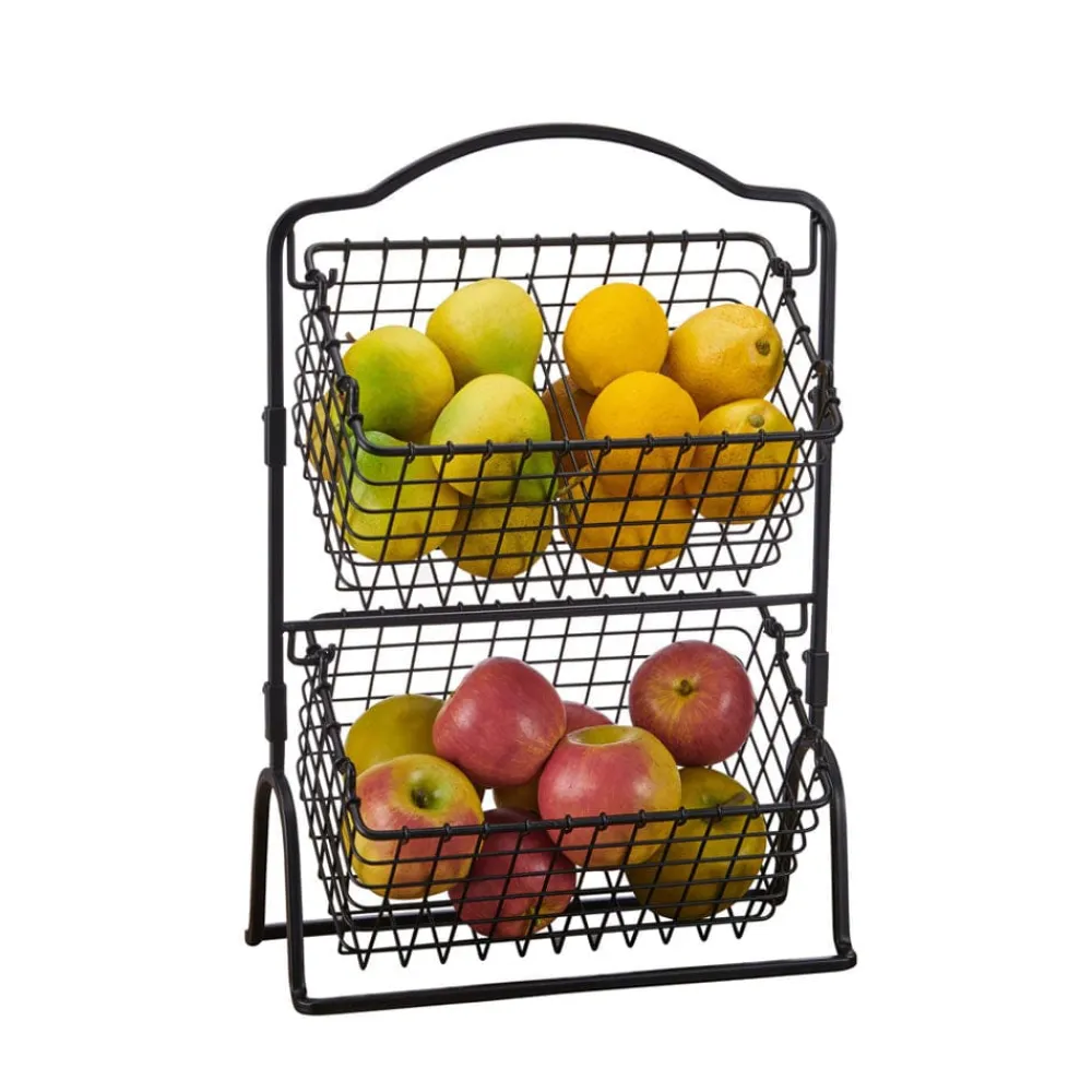 Gourmet Basics® Grid 2 Tier Storage Basket- Fruit And Storage Baskets