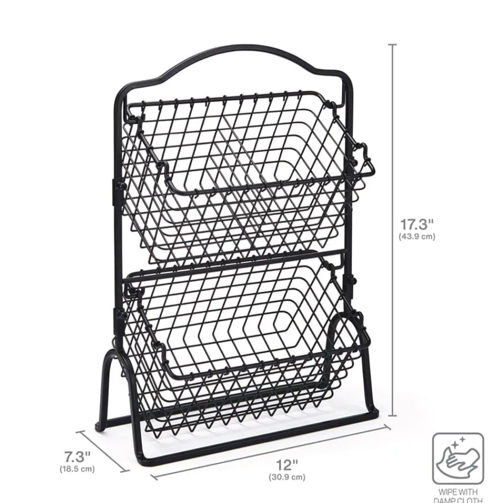 Gourmet Basics® Grid 2 Tier Storage Basket- Fruit And Storage Baskets