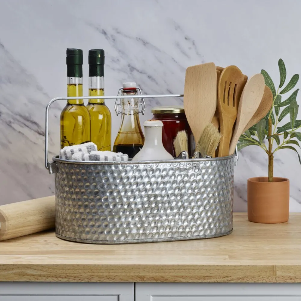 Towle® Living Hammered Galvanized Metal Caddy- Flatware Caddies
