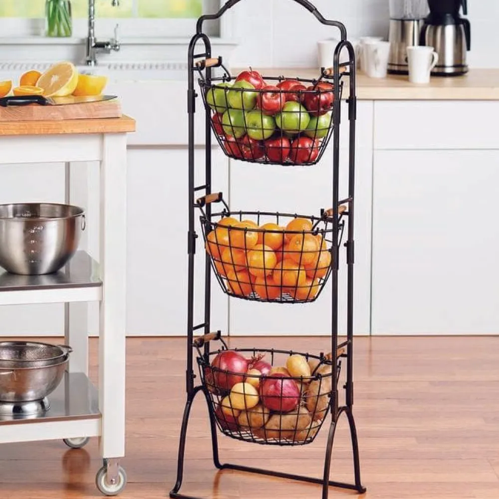 Gourmet Basics® Harbor Adjustable Standing Storage Rack- Fruit And Storage Baskets
