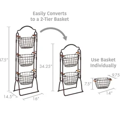 Gourmet Basics® Harbor Adjustable Standing Storage Rack- Fruit And Storage Baskets