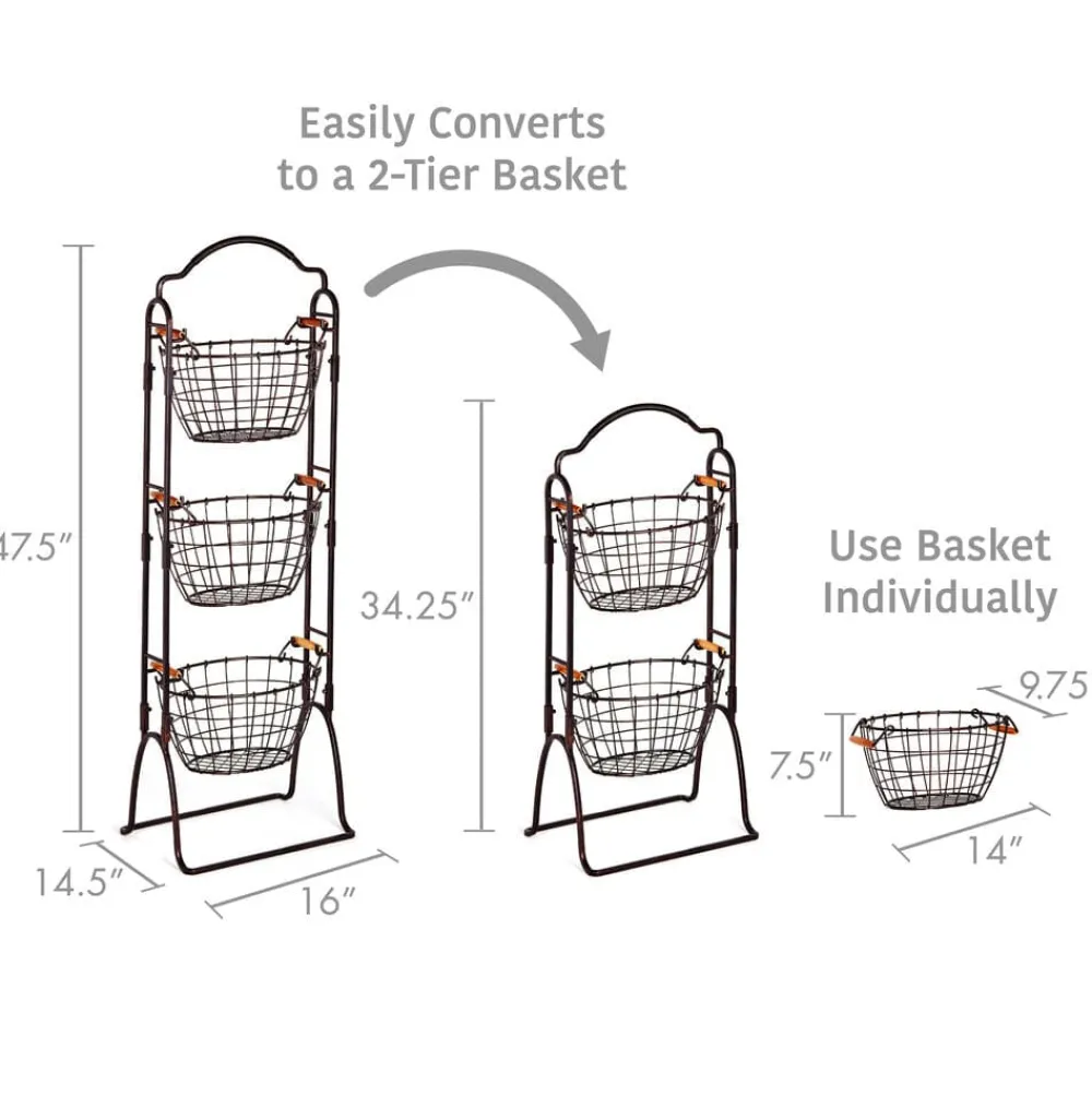 Gourmet Basics® Harbor Adjustable Standing Storage Rack- Fruit And Storage Baskets