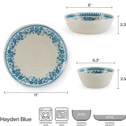 Pfaltzgraff® Hayden Blue 12 Piece Dinnerware Set, Service for 4- Dinnerware Service For 4