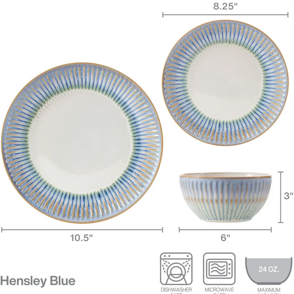 Pfaltzgraff® Hensley Blue 12 Piece Dinnerware Set, Service for 4- Dinnerware Service For 4
