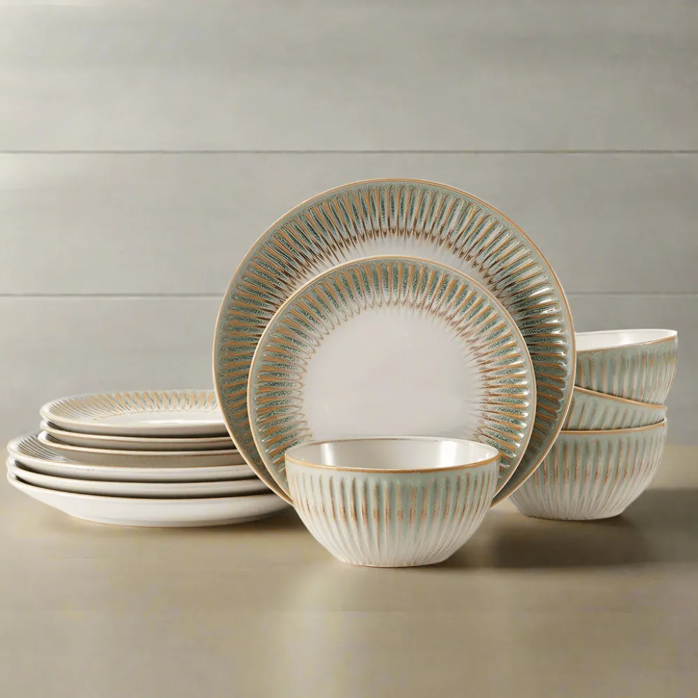 Pfaltzgraff® Hensley Green 12 Piece Dinnerware Set, Service for 4- Dinnerware Service For 4