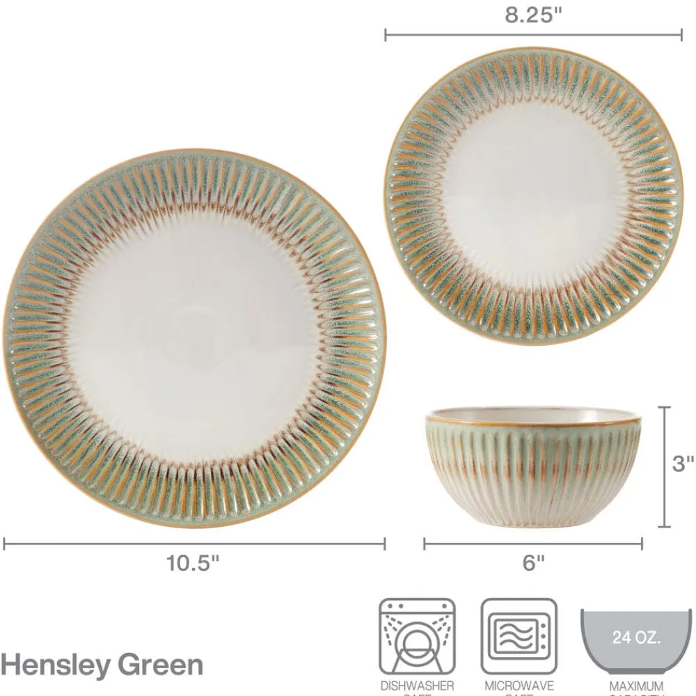 Pfaltzgraff® Hensley Green 12 Piece Dinnerware Set, Service for 4- Dinnerware Service For 4