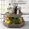 Gourmet Basics® Hexagon 2 Tiered Mango Wood Serve Tray- Fruit And Storage Baskets