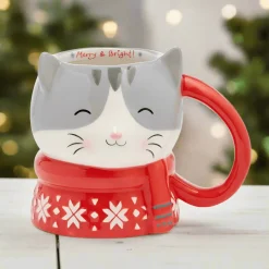 Pfaltzgraff® Holiday Cat Figural Mug- Coffee Mugs