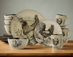 Pfaltzgraff® Homespun Rooster 16 Piece Dinnerware Set, Service for 4- Dinnerware Service For 4