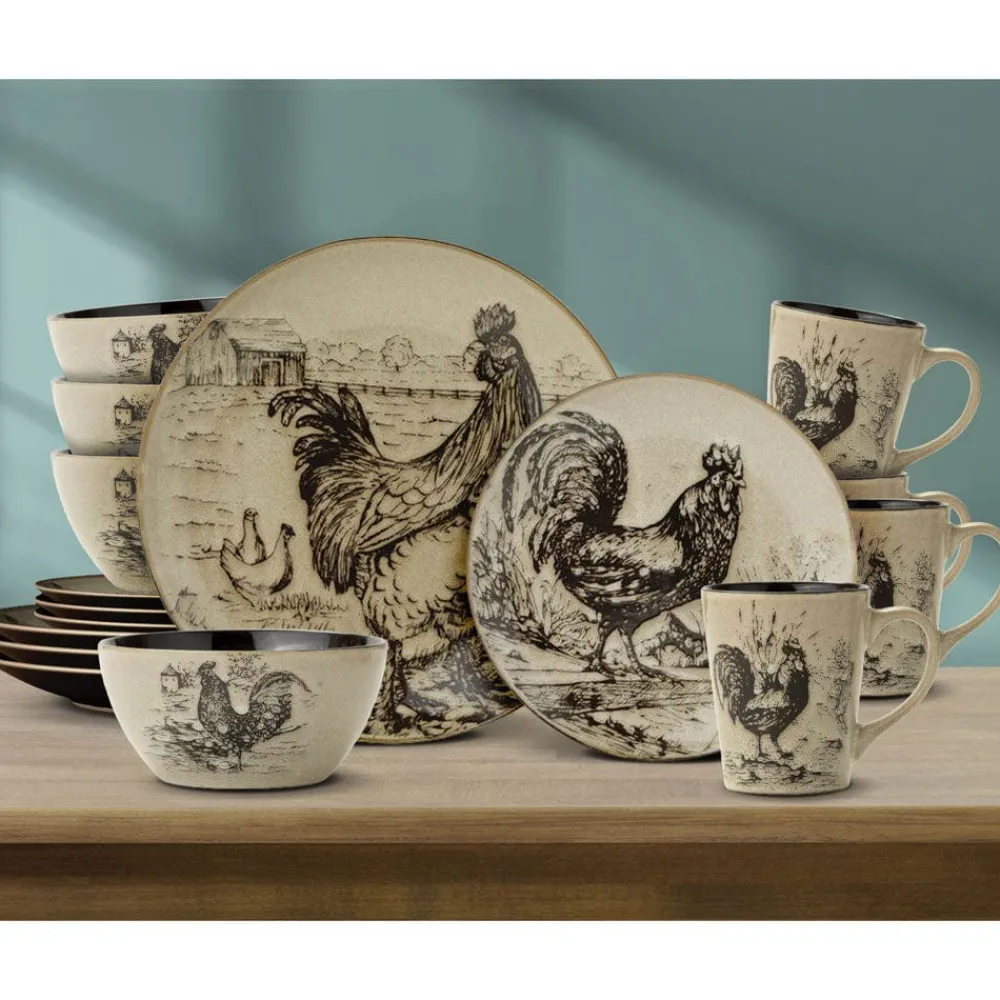 Pfaltzgraff® Homespun Rooster 16 Piece Dinnerware Set, Service for 4- Dinnerware Service For 4