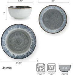 Pfaltzgraff® Jaimie 12 Piece Dinnerware Set, Service for 4- Dinnerware Service For 4