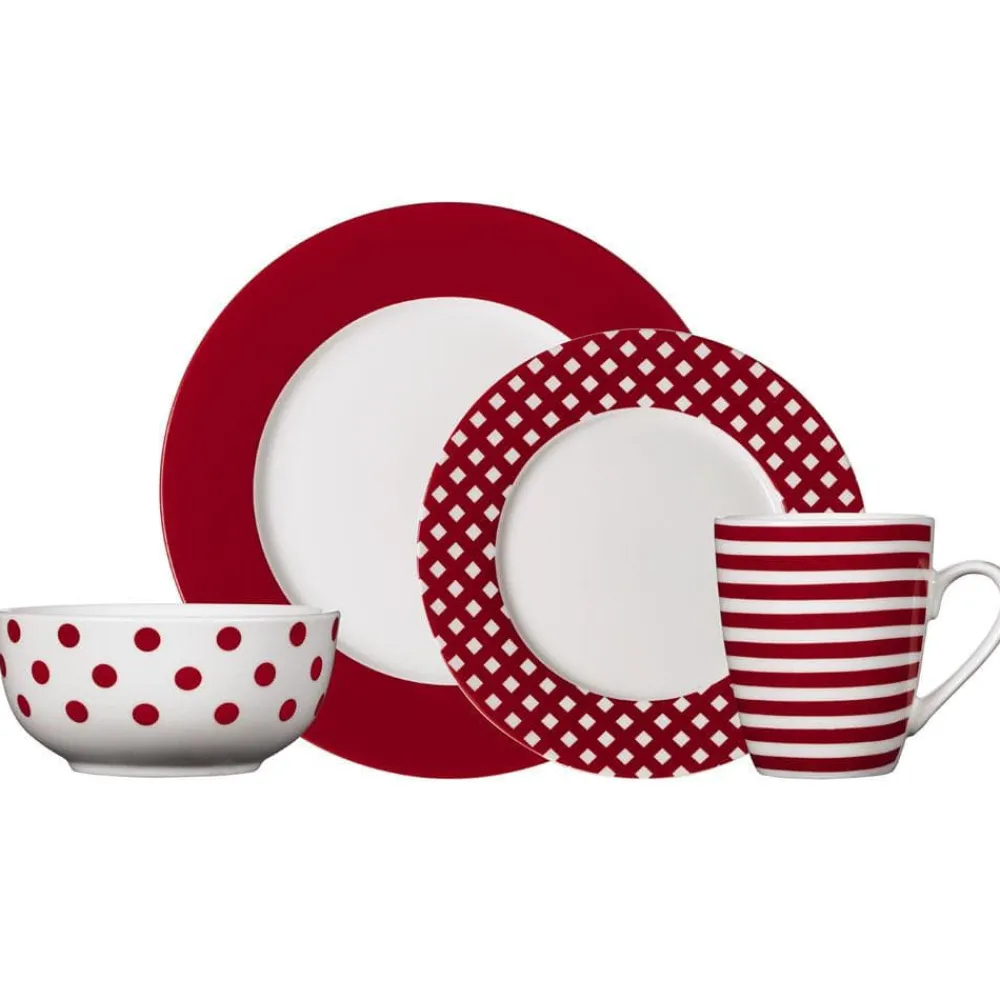 Pfaltzgraff® Kenna Red 16 Piece Dinnerware Set, Service for 4- Dinnerware Service For 4