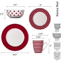 Pfaltzgraff® Kenna Red 16 Piece Dinnerware Set, Service for 4- Dinnerware Service For 4