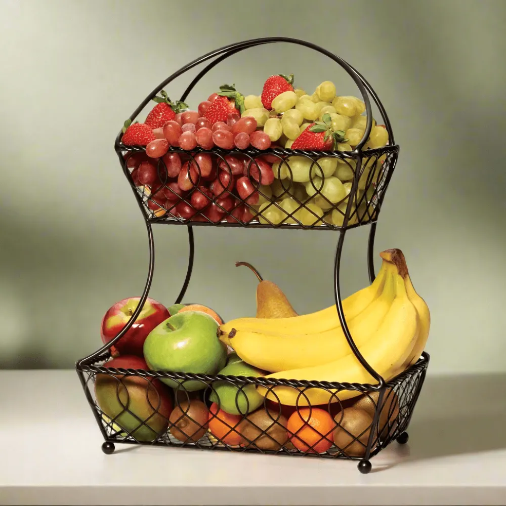 Gourmet Basics® Lattice 2 Tier Fruit Storage Basket- Fruit And Storage Baskets