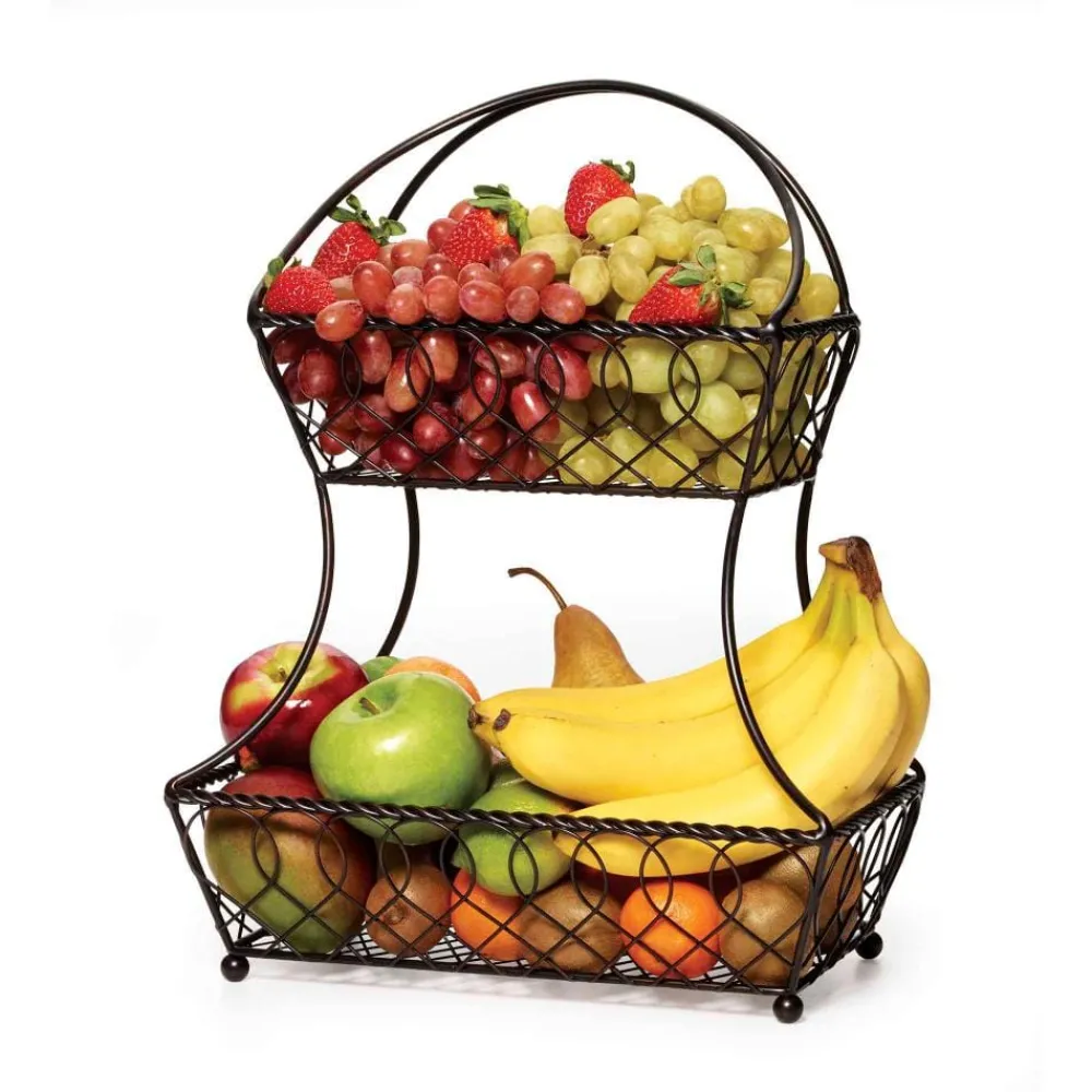 Gourmet Basics® Lattice 2 Tier Fruit Storage Basket- Fruit And Storage Baskets