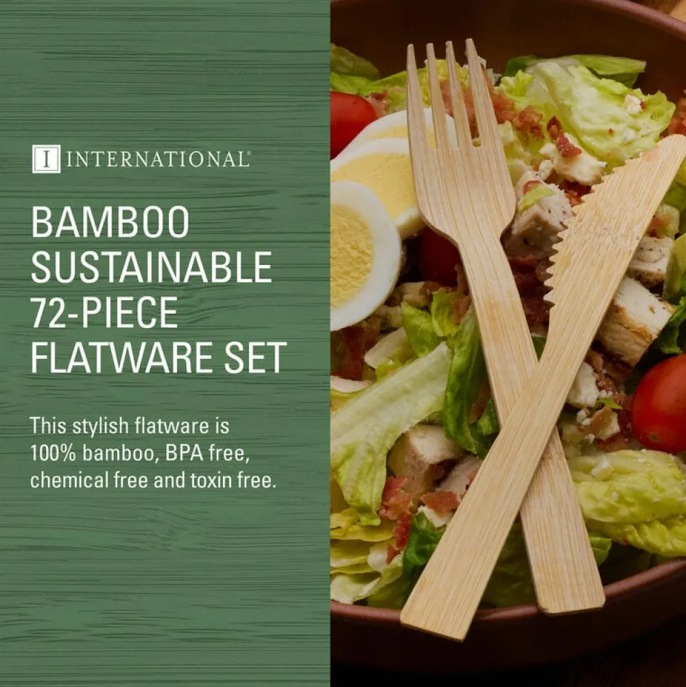 International® Silver Let's Eat 72 Piece Bamboo Flatware Set- Sets