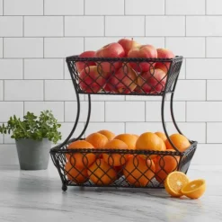 Gourmet Basics® Loop Lattice 2 Tier Rectangular Basket- Fruit And Storage Baskets