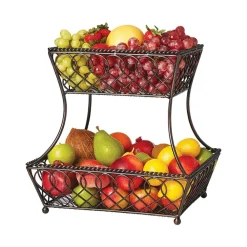 Gourmet Basics® Loop Lattice 2 Tier Rectangular Basket- Fruit And Storage Baskets