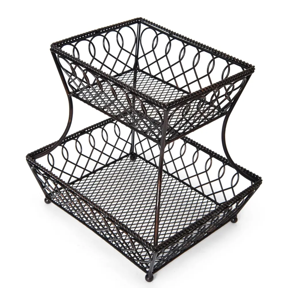 Gourmet Basics® Loop Lattice 2 Tier Rectangular Basket- Fruit And Storage Baskets